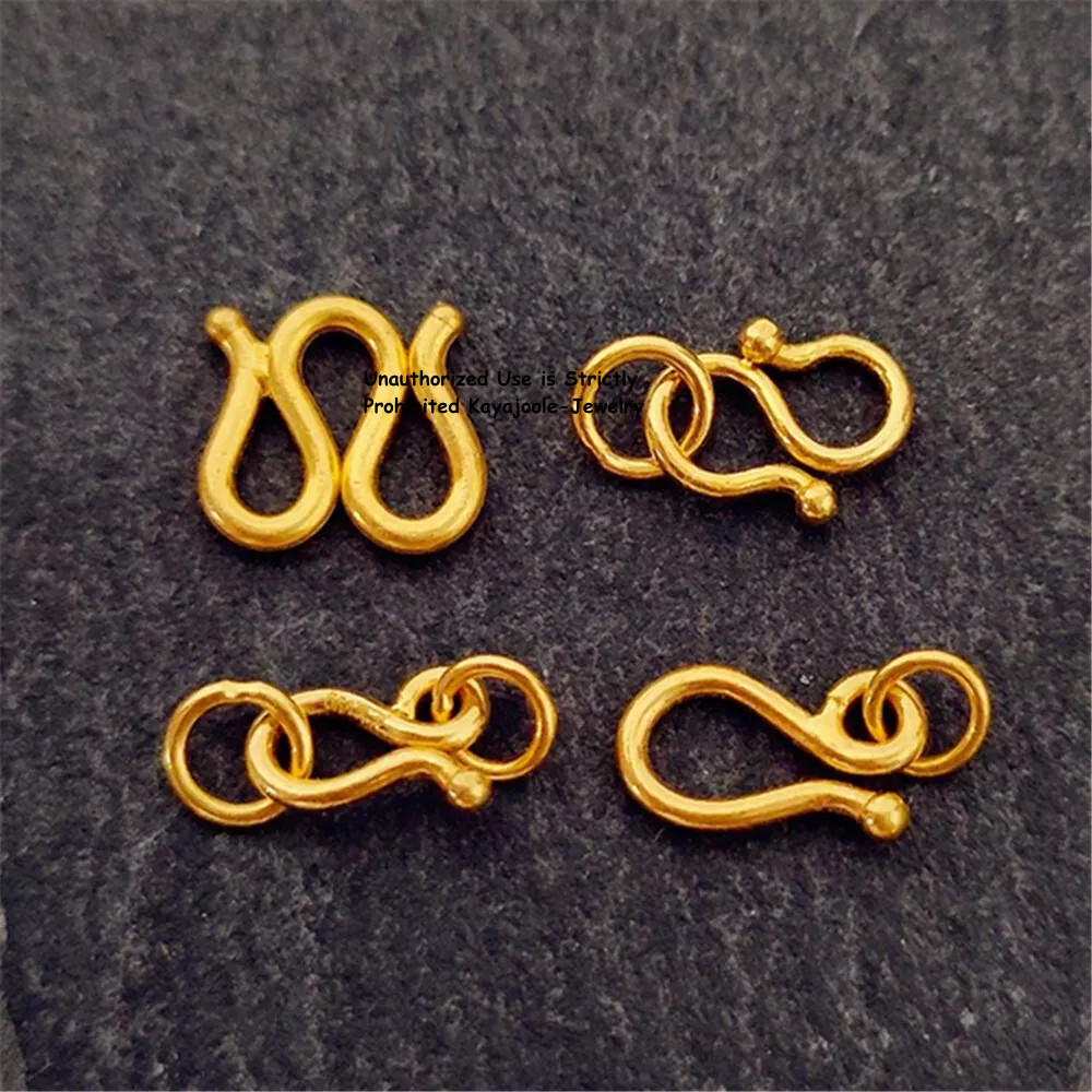 1pcs Pure 999 24K Yellow Gold M W S Clasp Extend Connector Diy For Chain