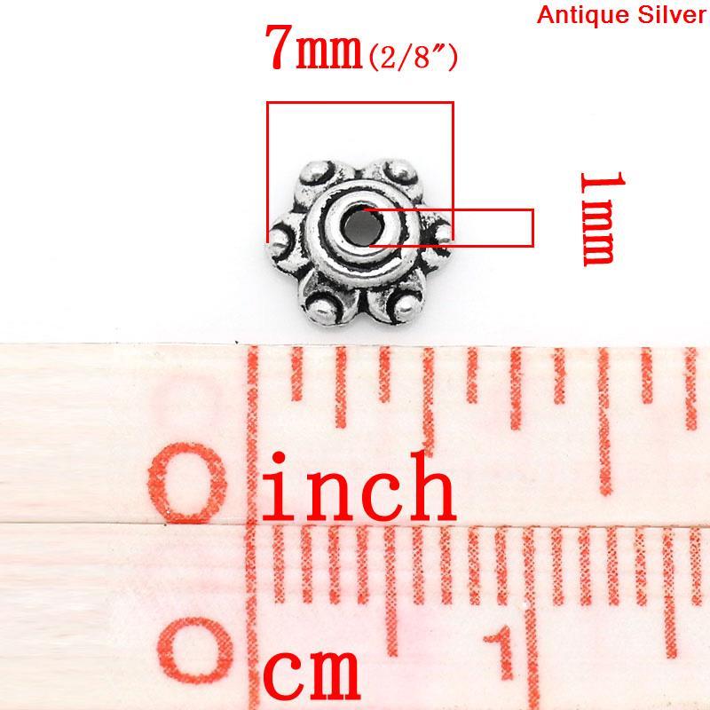 Antiqued Silver 7mm Bead Caps For 10-14mm Beads B8375 – 50, 100 Or 200PCs