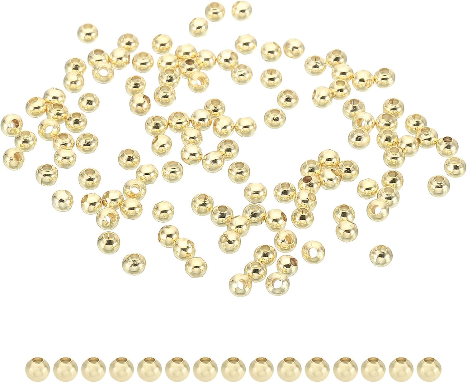 PATIKIL 3mm 14K Gold Filled Spacer Beads for Jewelry Making, 100 Pack Metal