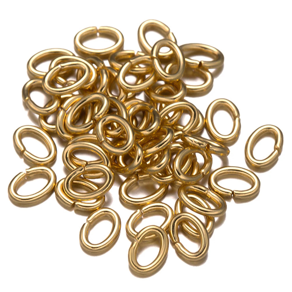 50Pcs Stainless Steel Oval Jump Rings Connector Open Rings for Jewelry Making Ea