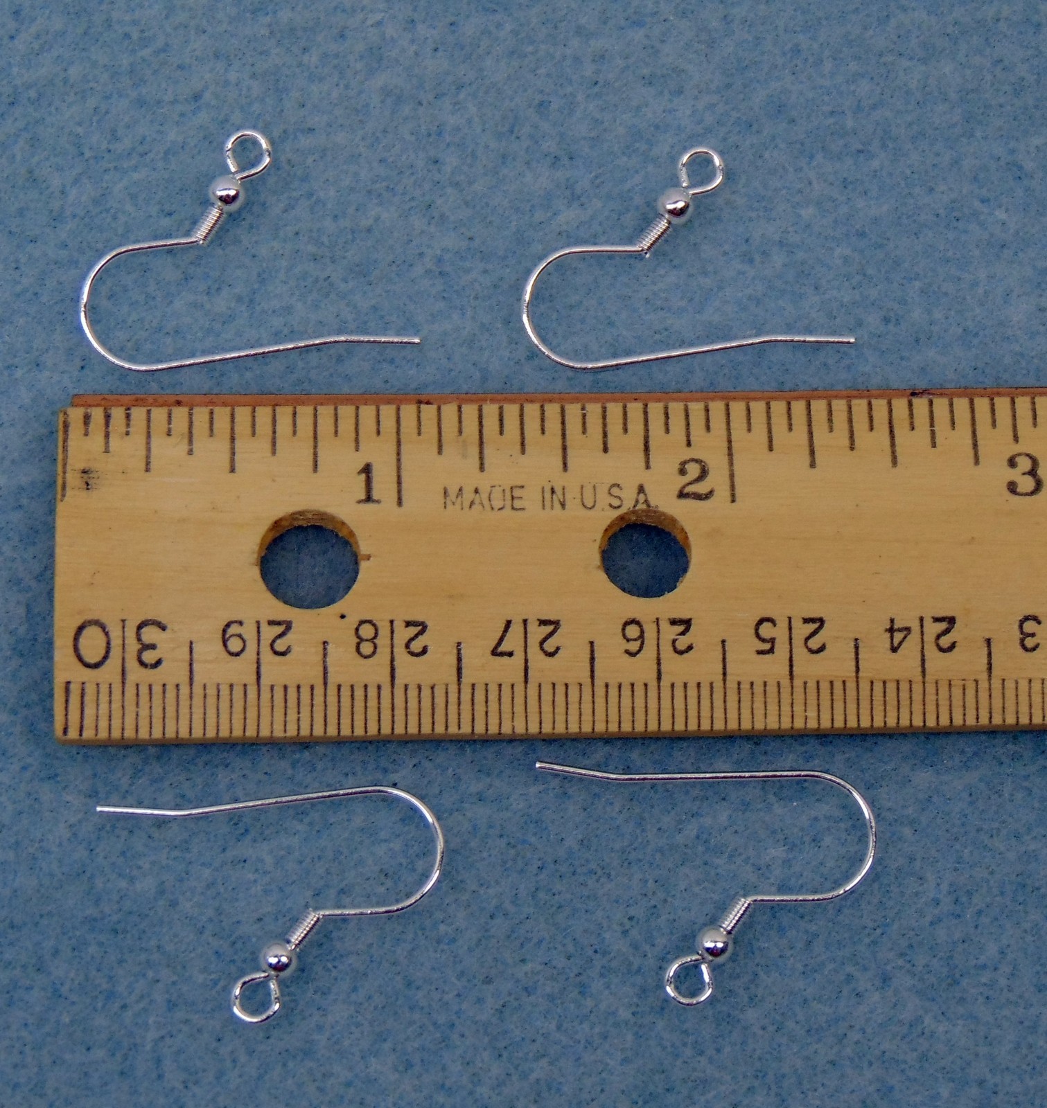 24 each Silver Plated Stainless Steel Ear Wires Hooks w/ Bead Coil end Earrings