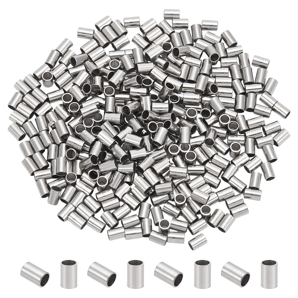 About 300Pcs Stainless Steel Tube Spacer Beads Column Crimp Beads Tiny Metal …
