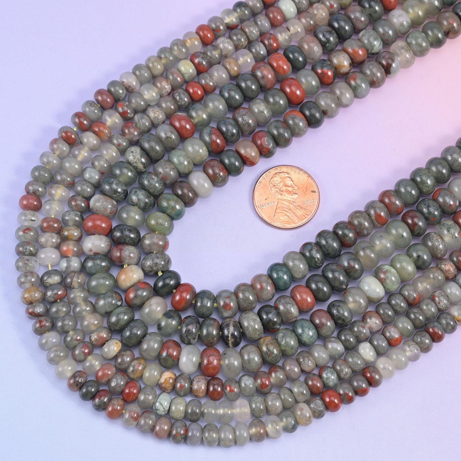 African Bloodstone Smooth Rondelle Beads Jewelry Making 4x6mm 5x8mm 15.5″ Strand