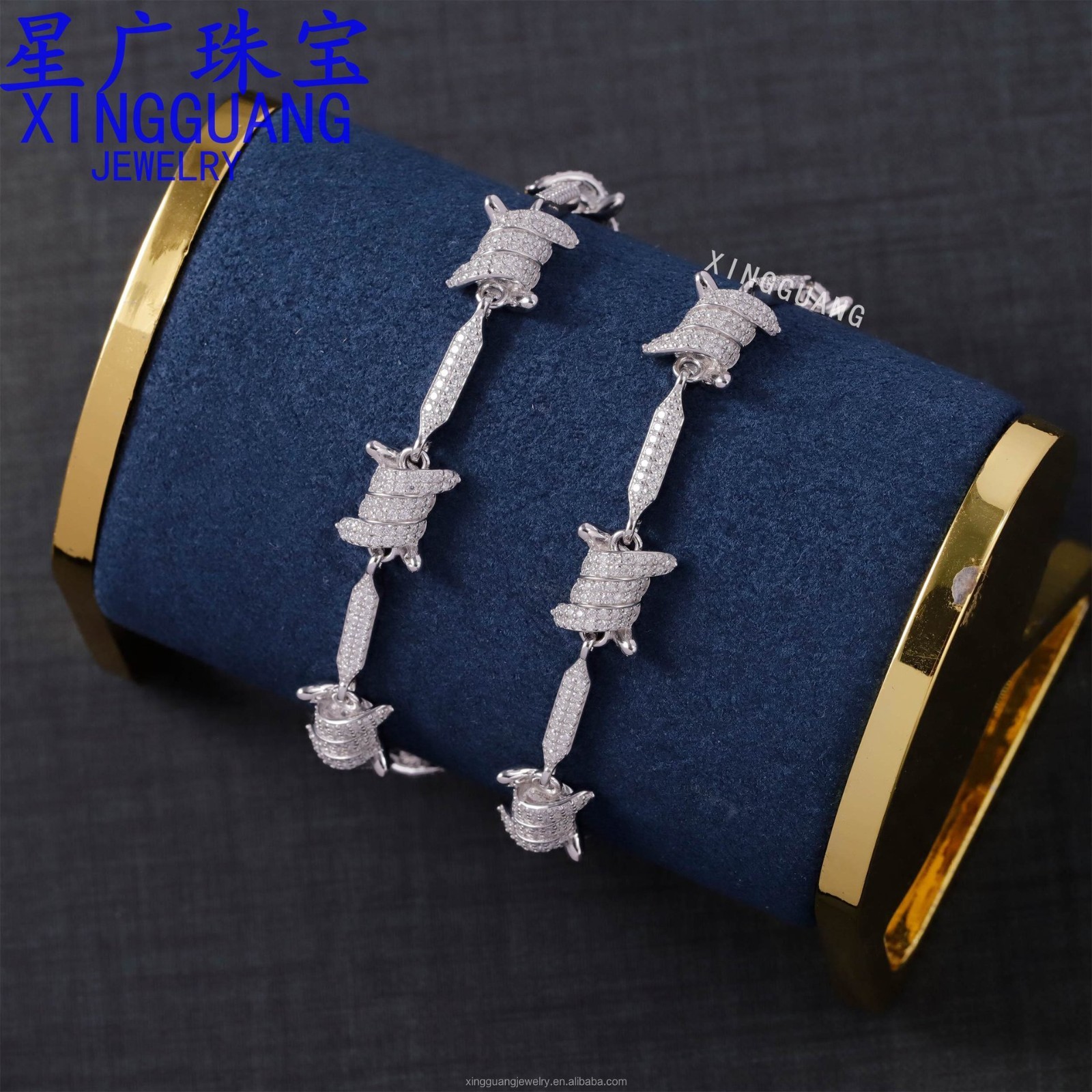 925 Solid Silver Cuban Chain Moissanite Diamond Knot Bracelet