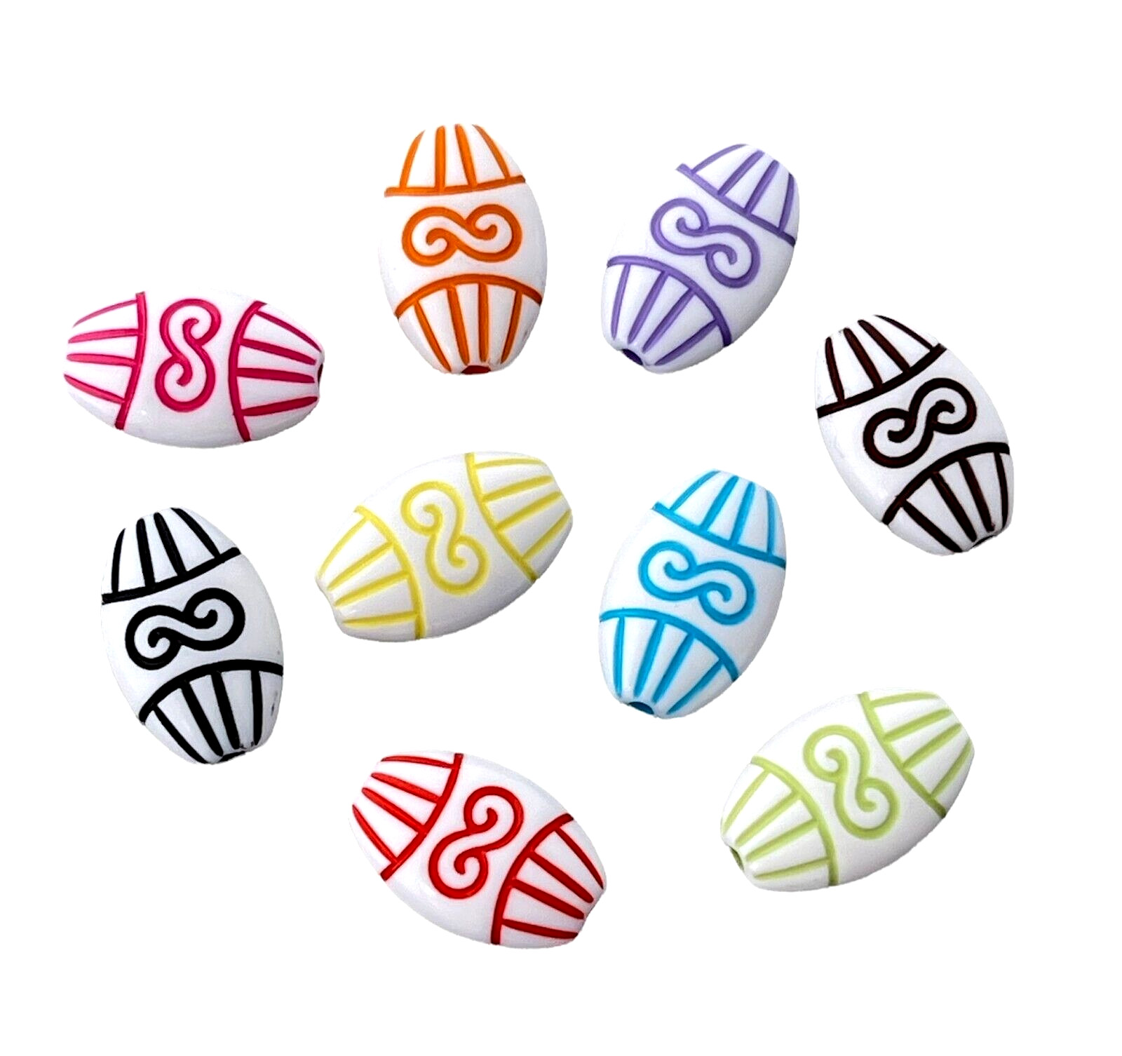 200 Mixed Color Acrylic Craft 16x11mm Flat Oval Figure 8 Infinity Inlay Beads