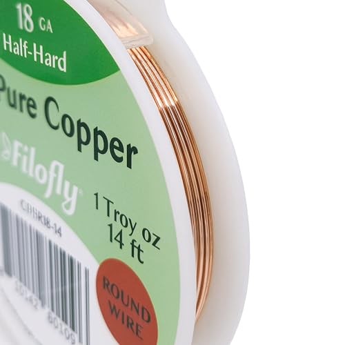 Copper Wire, Half Hard, Round (14 FT) 18 Gauge 1 Troy oz