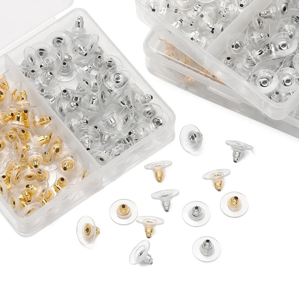 100 Pcs Metal Earring Clutch Jewelry Making Tools Back Stopper Backs with Pad