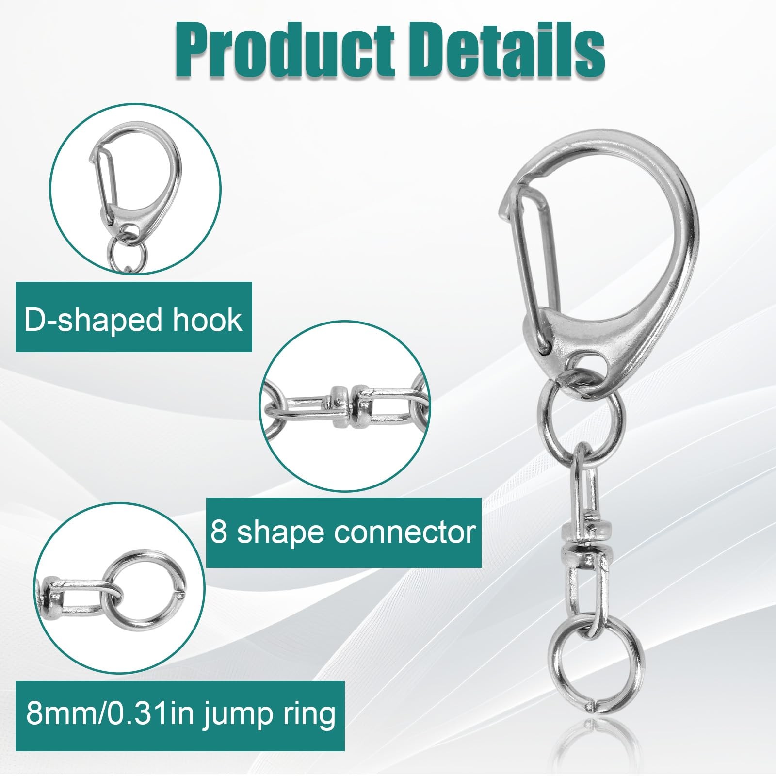 25pcs Lobster Claw Clasps for Crafts, Zinc Alloy Swivel silver