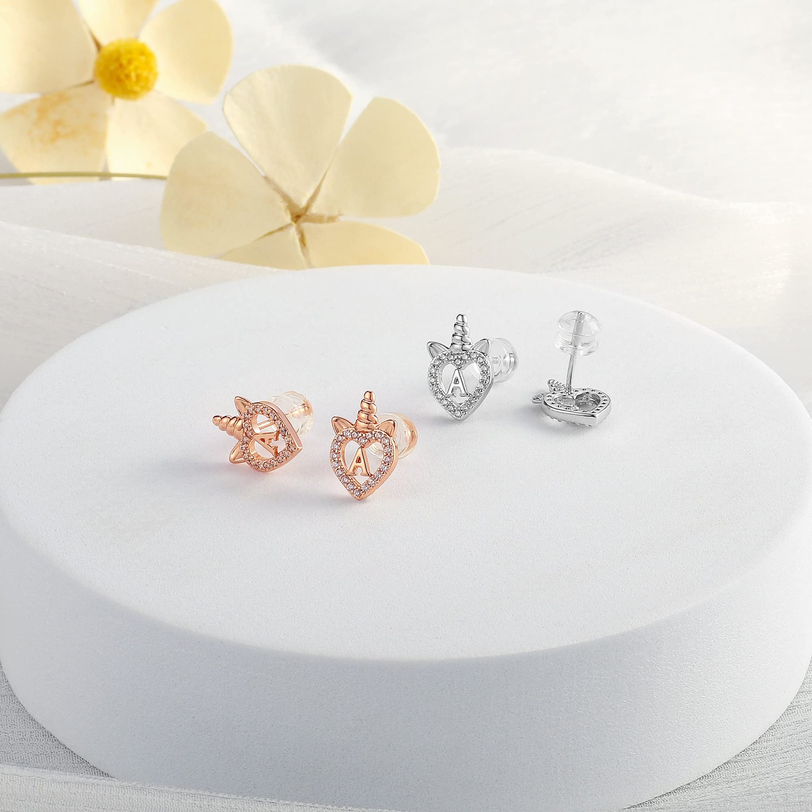 S925 Sterling Silver Unicorn Earrings – Rose Gold Plated, Perfect for Girls & Te