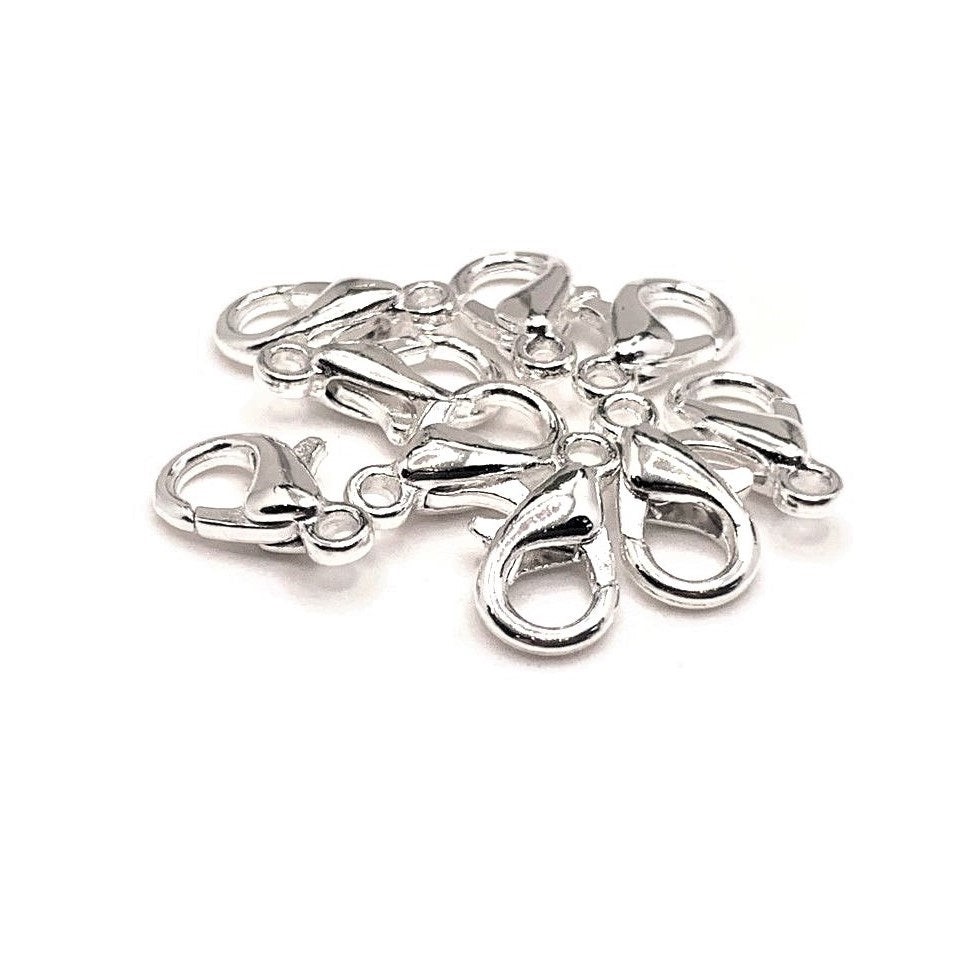 6×10 mm Silver Plated Lobster Claw Clasps – US Seller