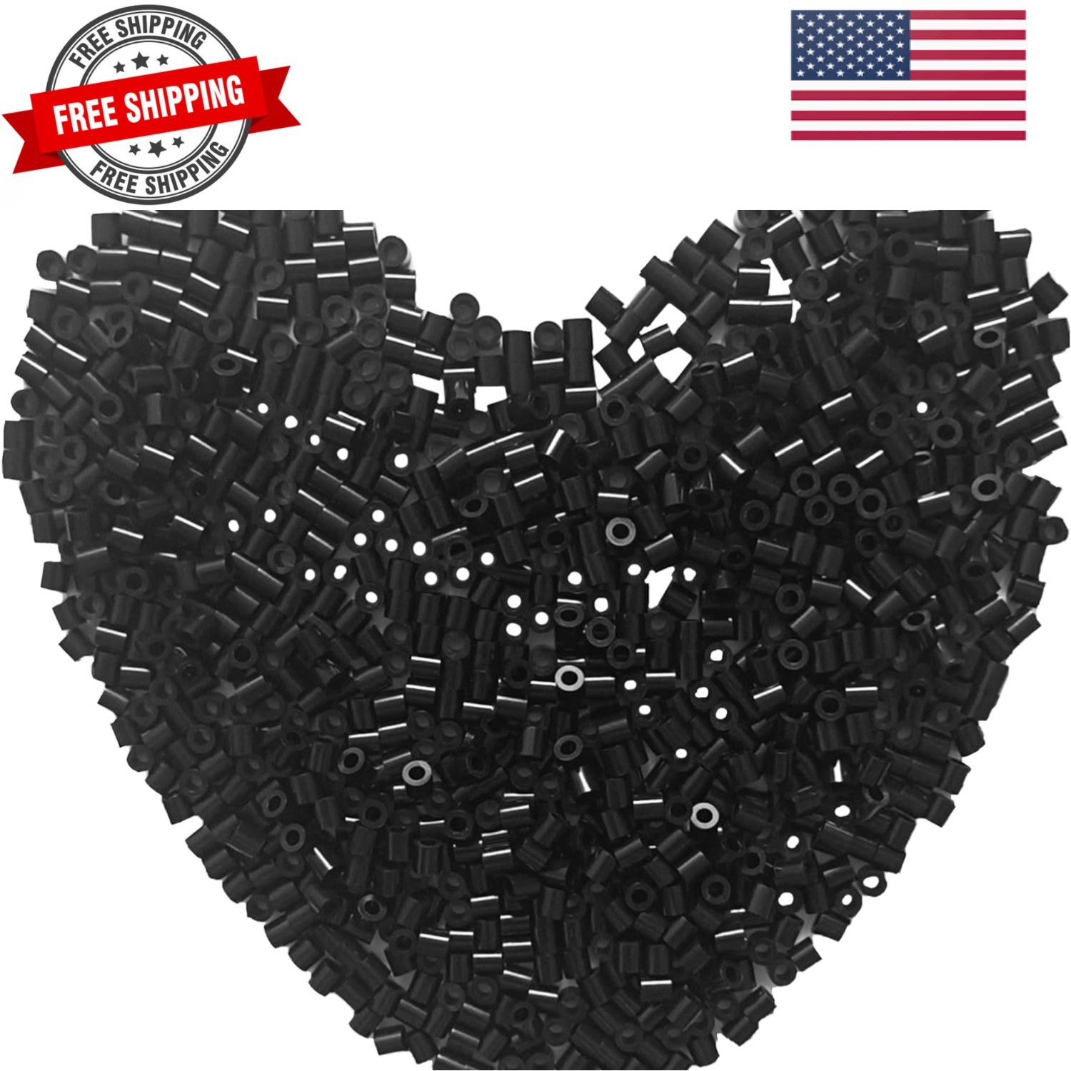 1000Pcs Fuse Beads – 5mm Black Melting Beads for Crafts, Bead Bulk Refill.