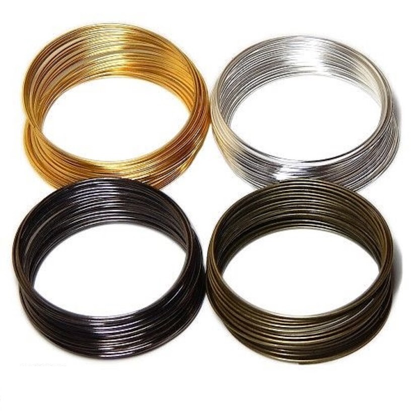 MEMORY WIRE 18g HEAVY DUTY 1mm choose plating 2.25 BRACELET SIZE 12 loops