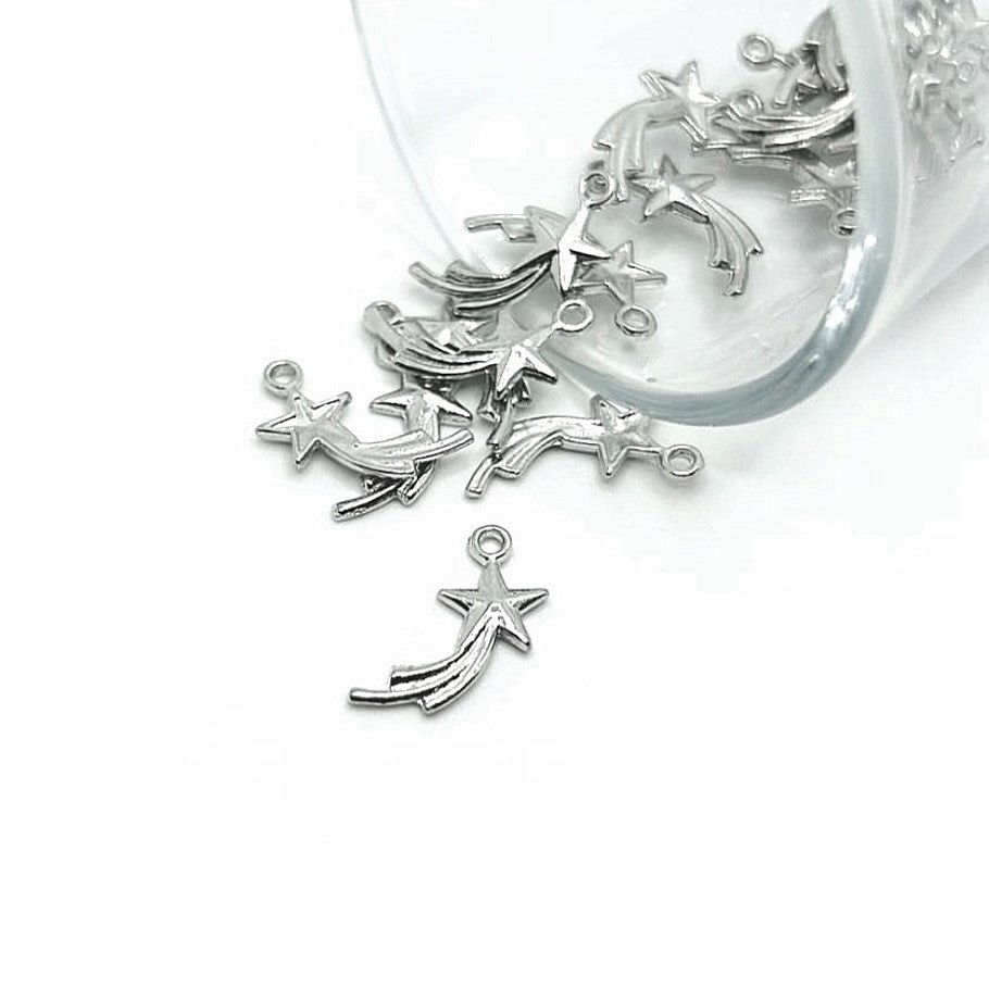 Antique Silver Shooting Star Charms, 17x8mm – US Seller