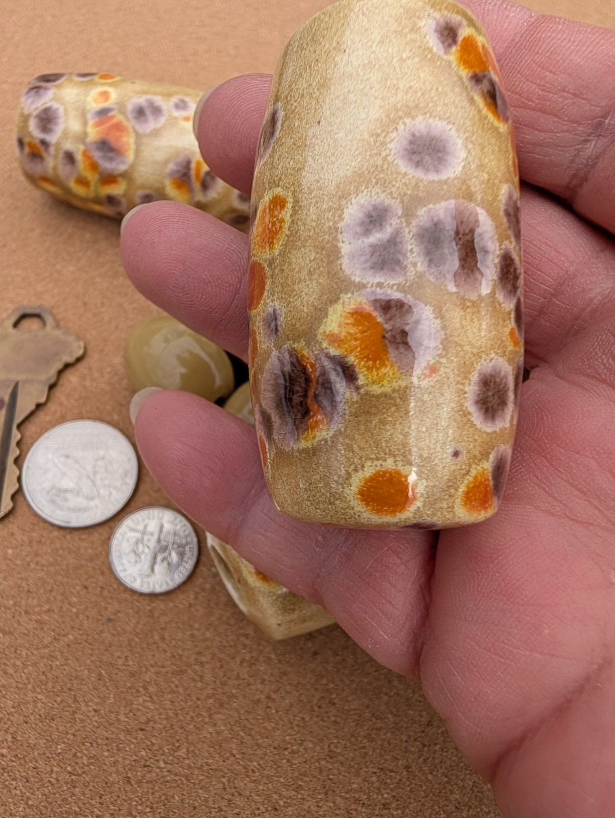 Beige Plum Orange Macramé Bead Lot Destash Tube Mix Match Ceramic Beads XL Large