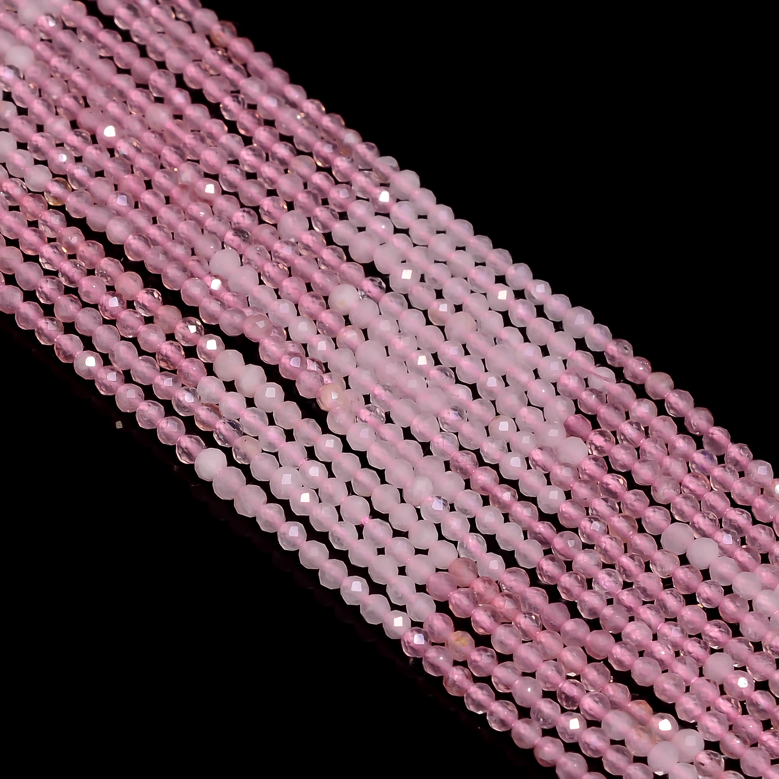 Rose Quartz Shade Gemstone Round Israel Cut Beads 2.5 mm Strand 13″ GB-216