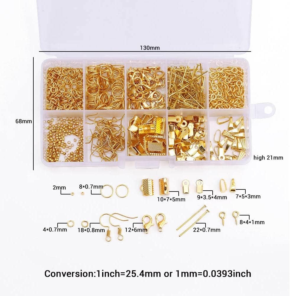 Jewelry Making Starter Kit with Pliers, Wires & 10 Types of Gold Findings | DIY