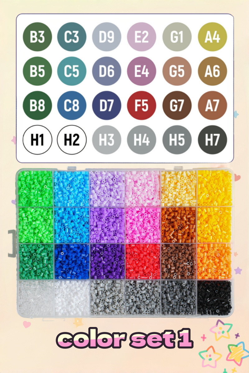 Fuse Beads Kit 24 Colors DIY Pixel Art Beads Set Iron Beads Craft Kit