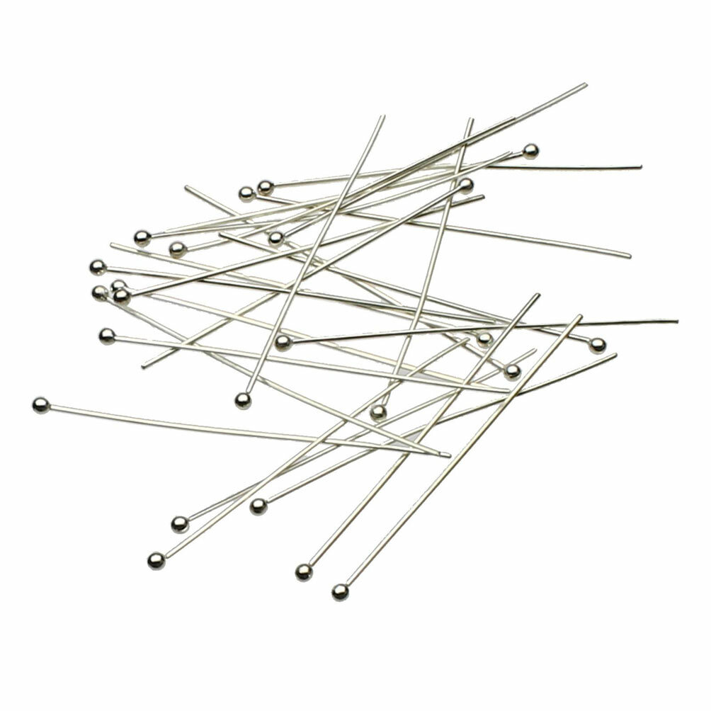 Sterling Silver 24 GA 0.5mm thick Ball Head Pins ITALY