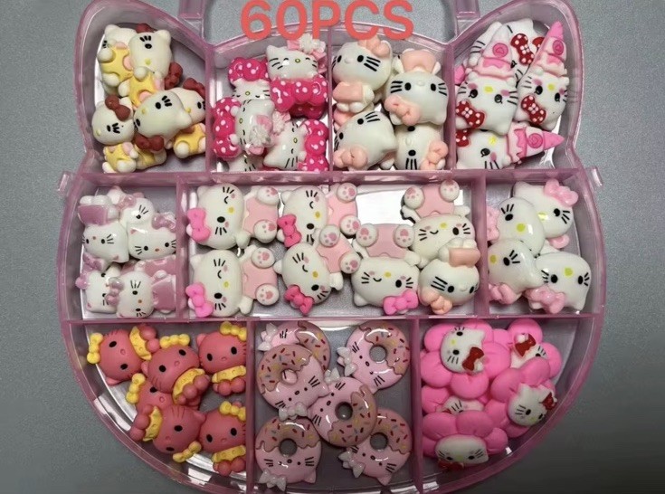 180pc Hello Kitty Nail Junk Jewerly Craft Charms (Pack Of 3 Sets)