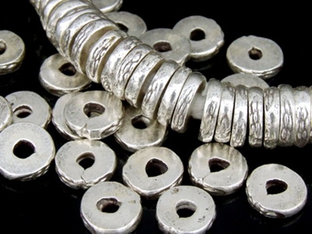 Silver beads Karen hill tribe handmade silver Daisy print disc bead