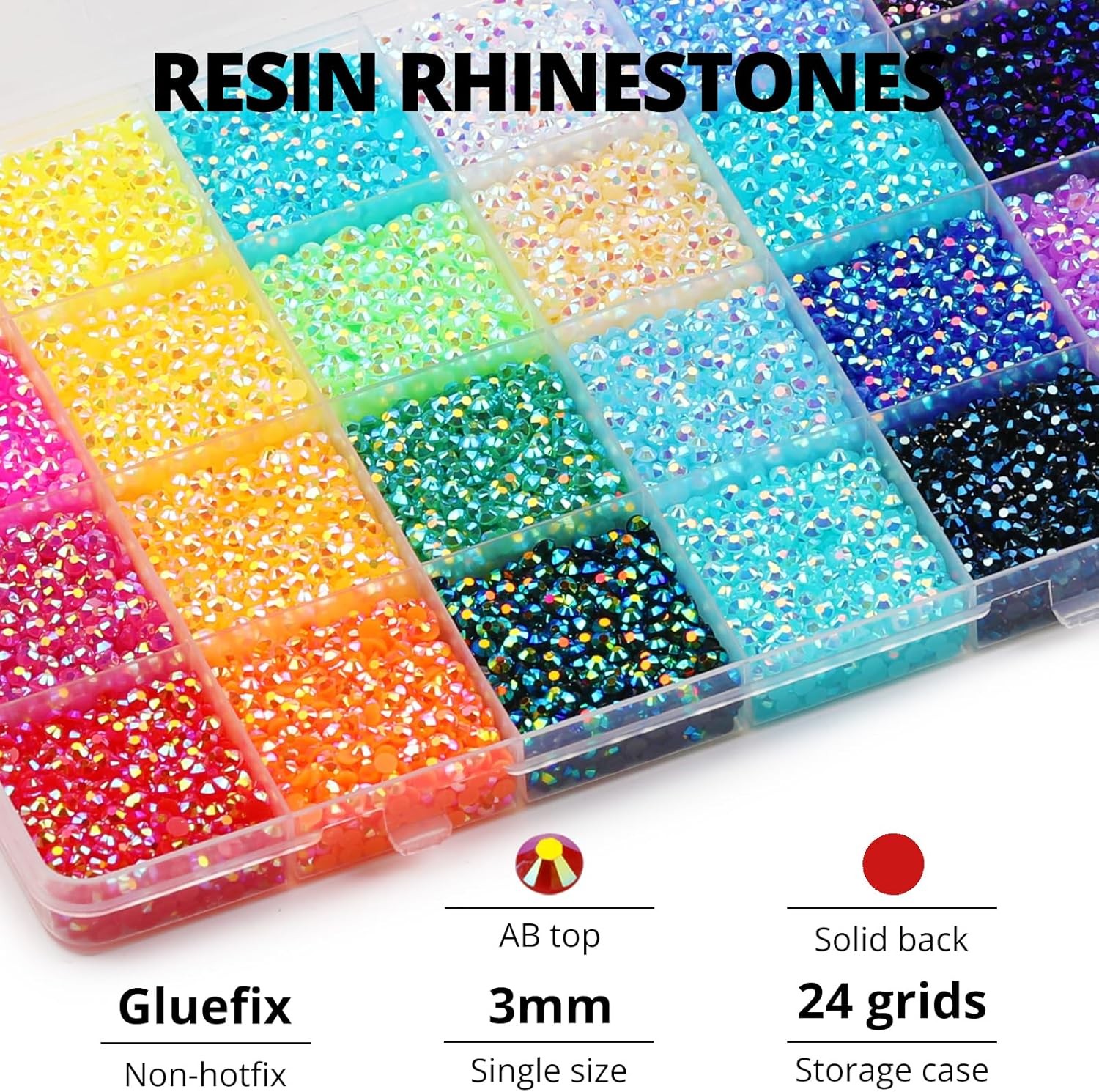 32000Pcs 3mm Rainbow Jelly Rhinestones Gems for Bedazzling Crafting, Colorful…