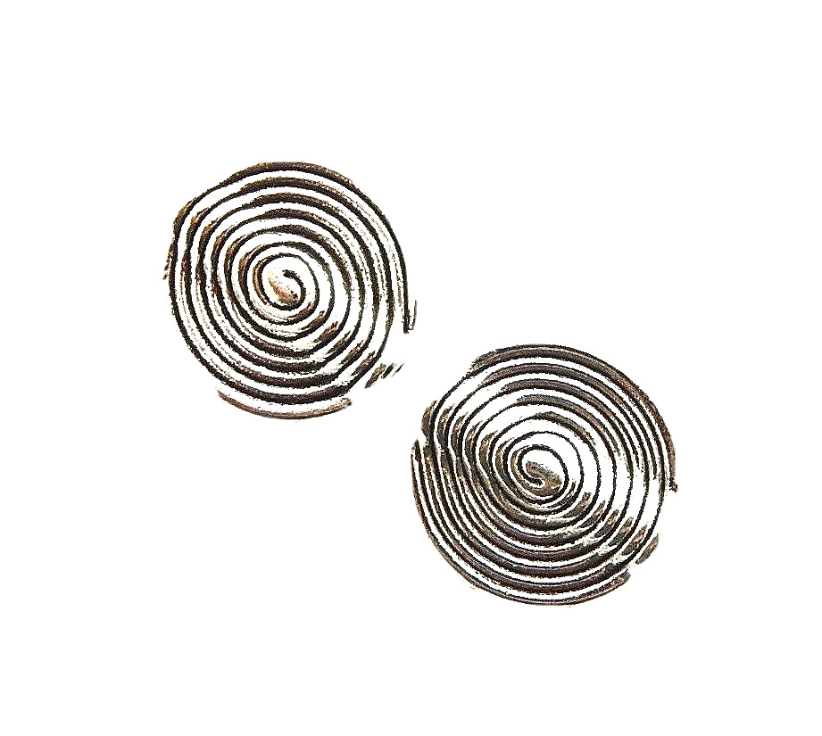 10 Antiqued Tibetan Silver 15.5mm Two Sided Spiral Coil Paddle Coin Beads