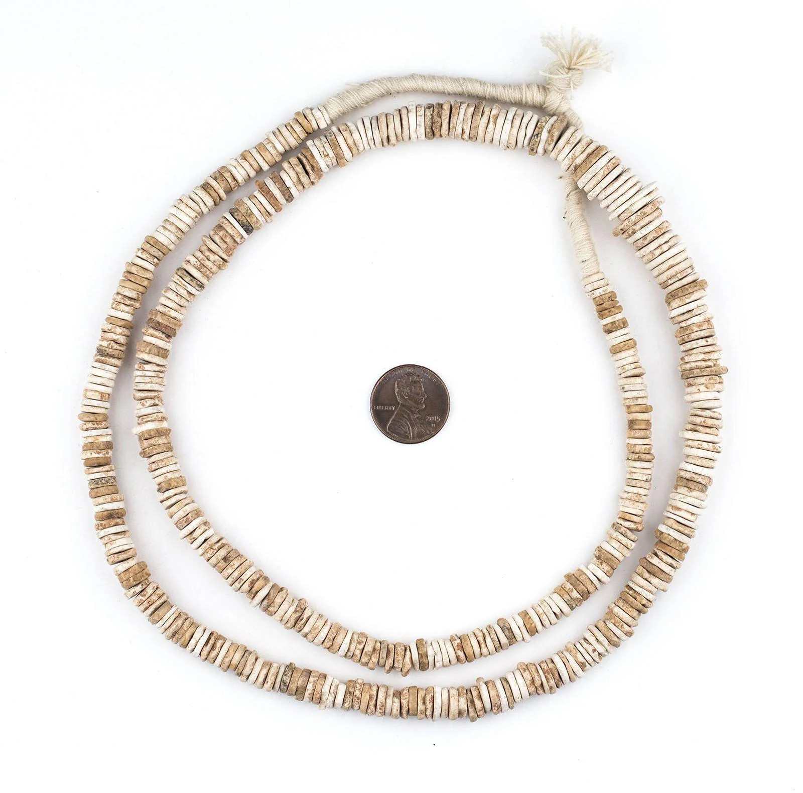 Old Ostrich Eggshell Beads 9mm Kenya African White Heishi Shell Handmade