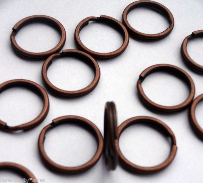 25 Key Rings 15mm Approx 5/8″ Split Ring Antique Copper Finish Steel Findings
