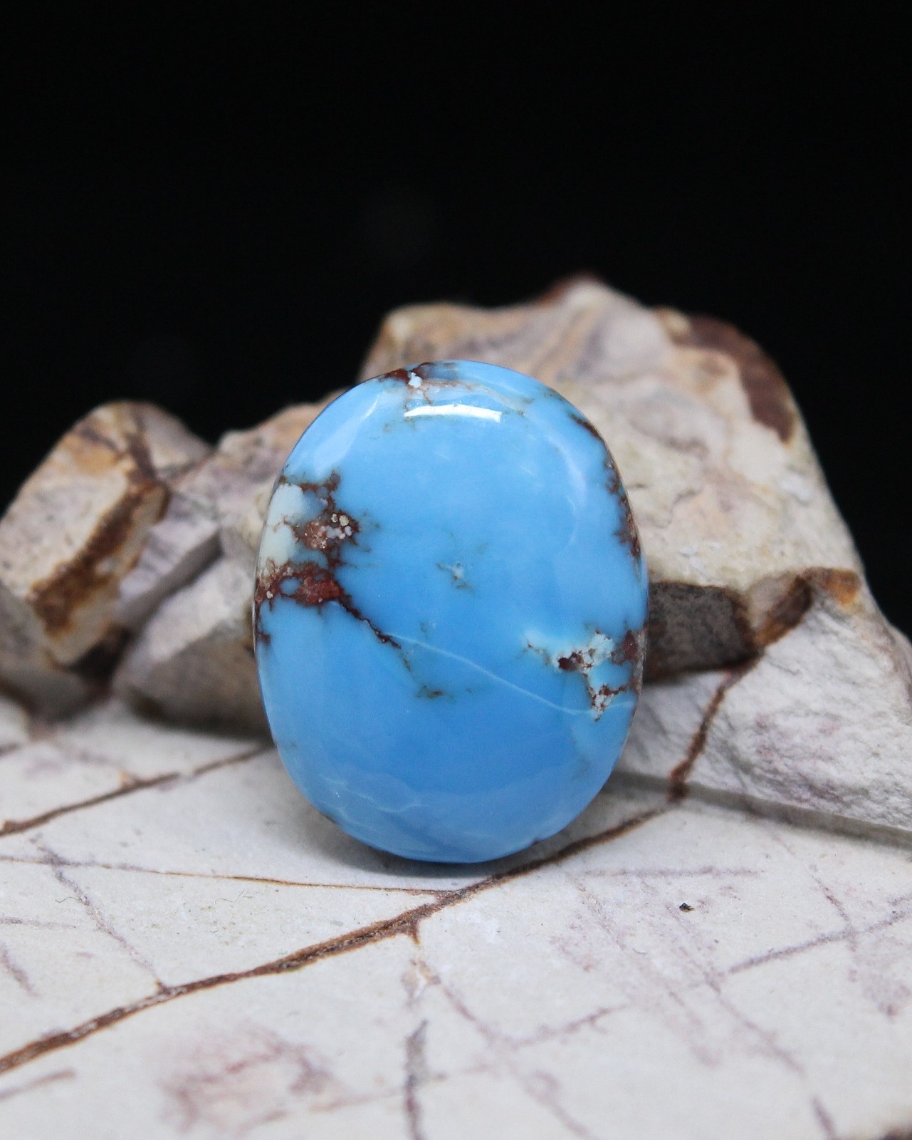 Natural Golden Hill Turquoise Cabochon Kazakhstan Untreated Blue Stone 14x11mm