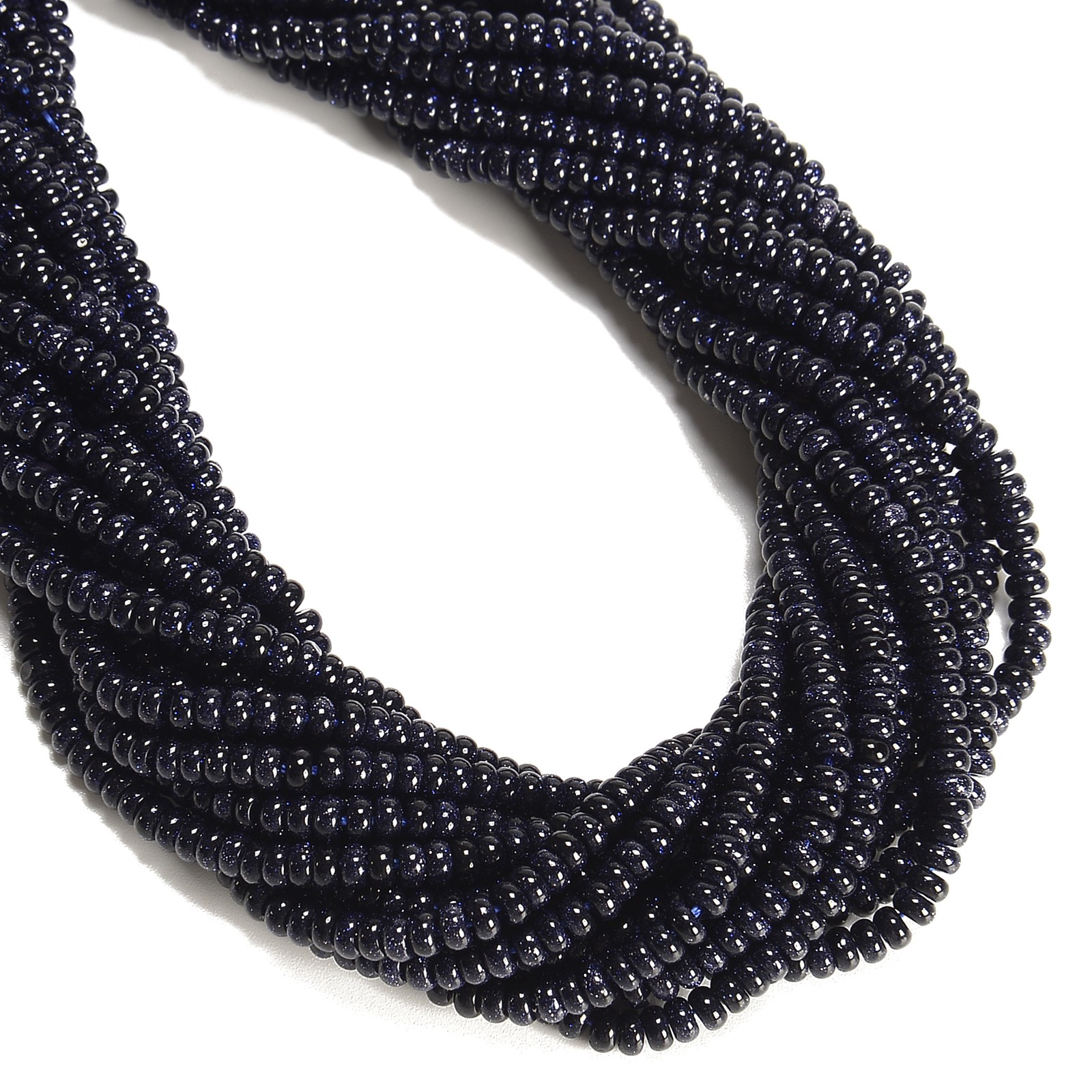Blue Sand Goldstone Smooth Rondelle Beads Size 2x4mm 15” Strand