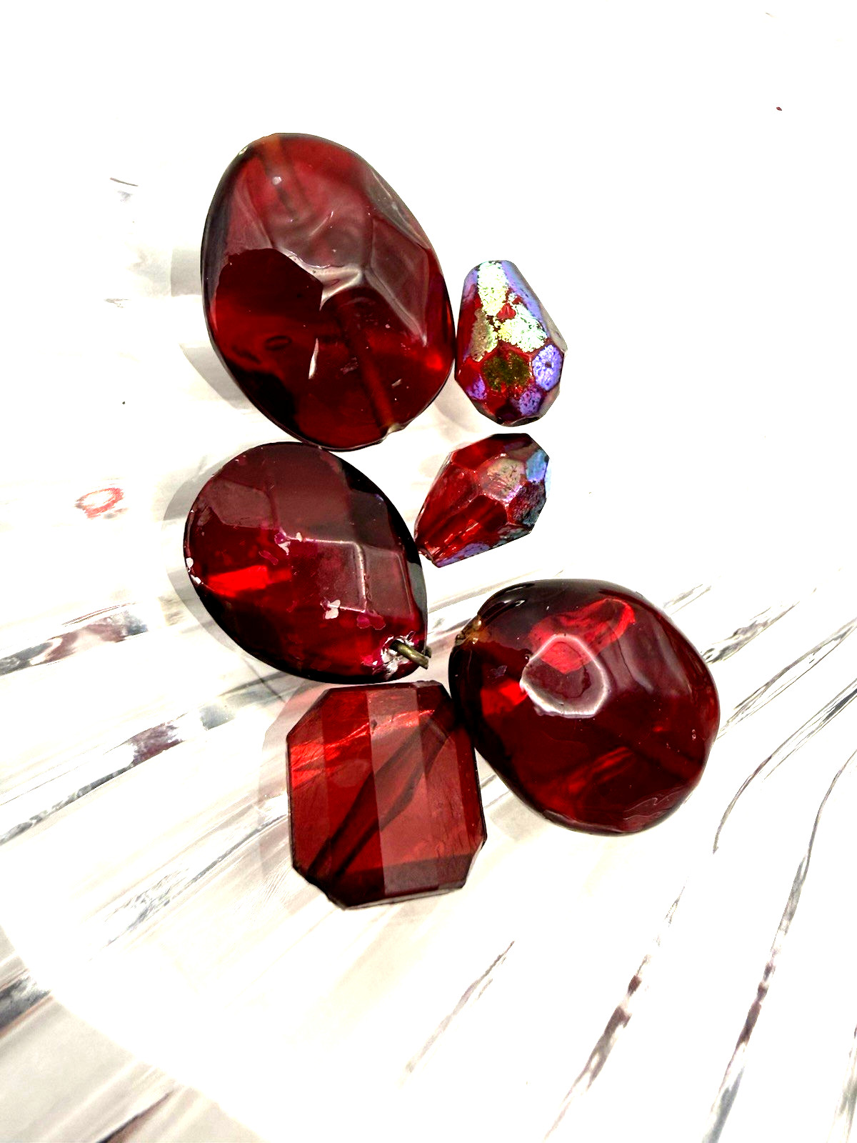 6.1 oz. Vintage Modern RED Bead Soup Mixed Loose Bead Harvest Lot Faux Jasper