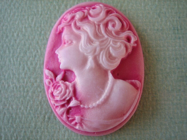 2PCS Oval Lady Cameos Pink Cameo 27x37mm DIY Jewelry Supplies and Findings