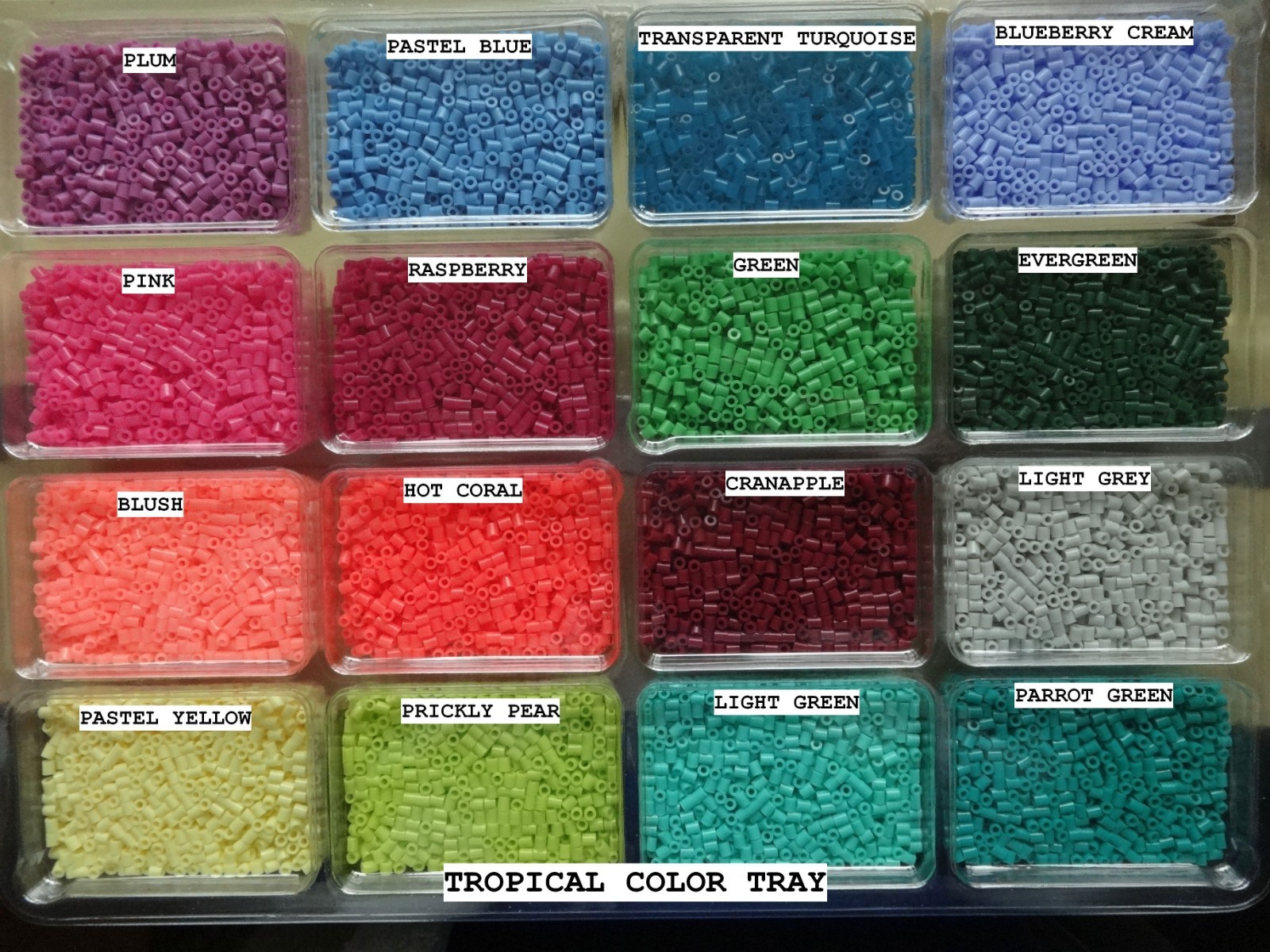 Mini Perler Beads Summer Tropical Tray 16 colors 1000 each color 2.6 mm Tweezers
