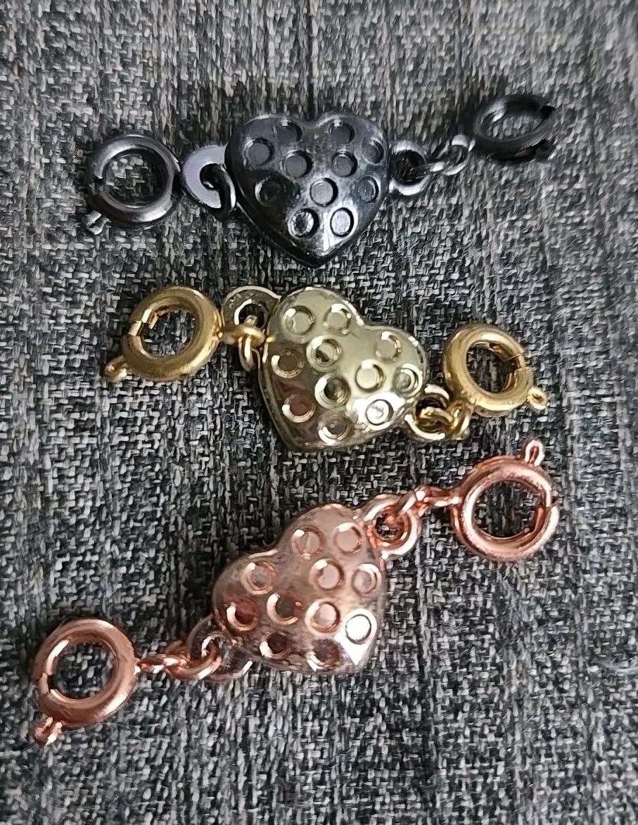 Magnetic Heart Jewelry Extender Clasps Pieces Easy-To-Use Set Of 3
