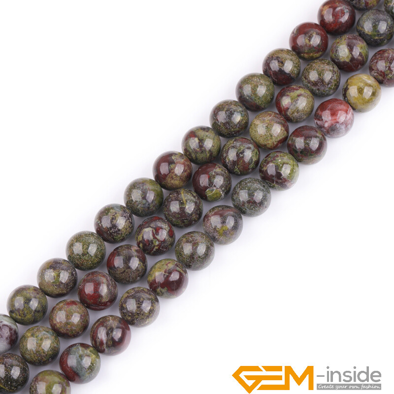 Natural African Dragon Bloodstone Jasper Gemstone Round Loose Spacer Beads 15″