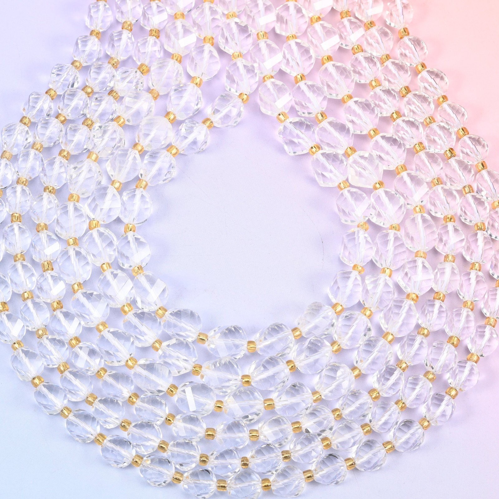 Clear Quartz Faceted Spiral Twist Beads: Size 8mm 10mm, Jewelry Making