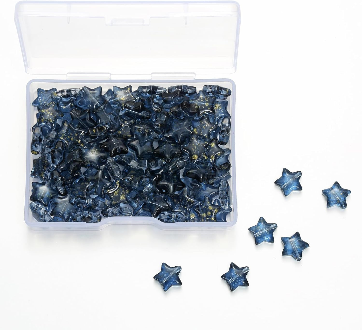 100Pcs Dark Blue Glass Star Beads 10mm for Jewelry Making and Crafts