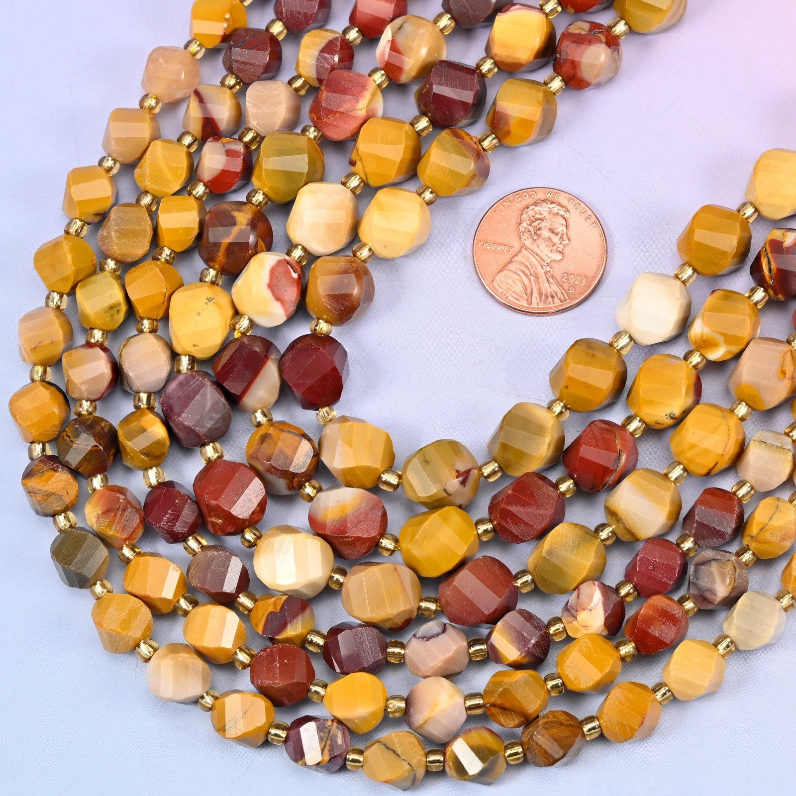 Mookaite Faceted Spiral Twist Beads: Size 8mm 10mm, Jewelry Making