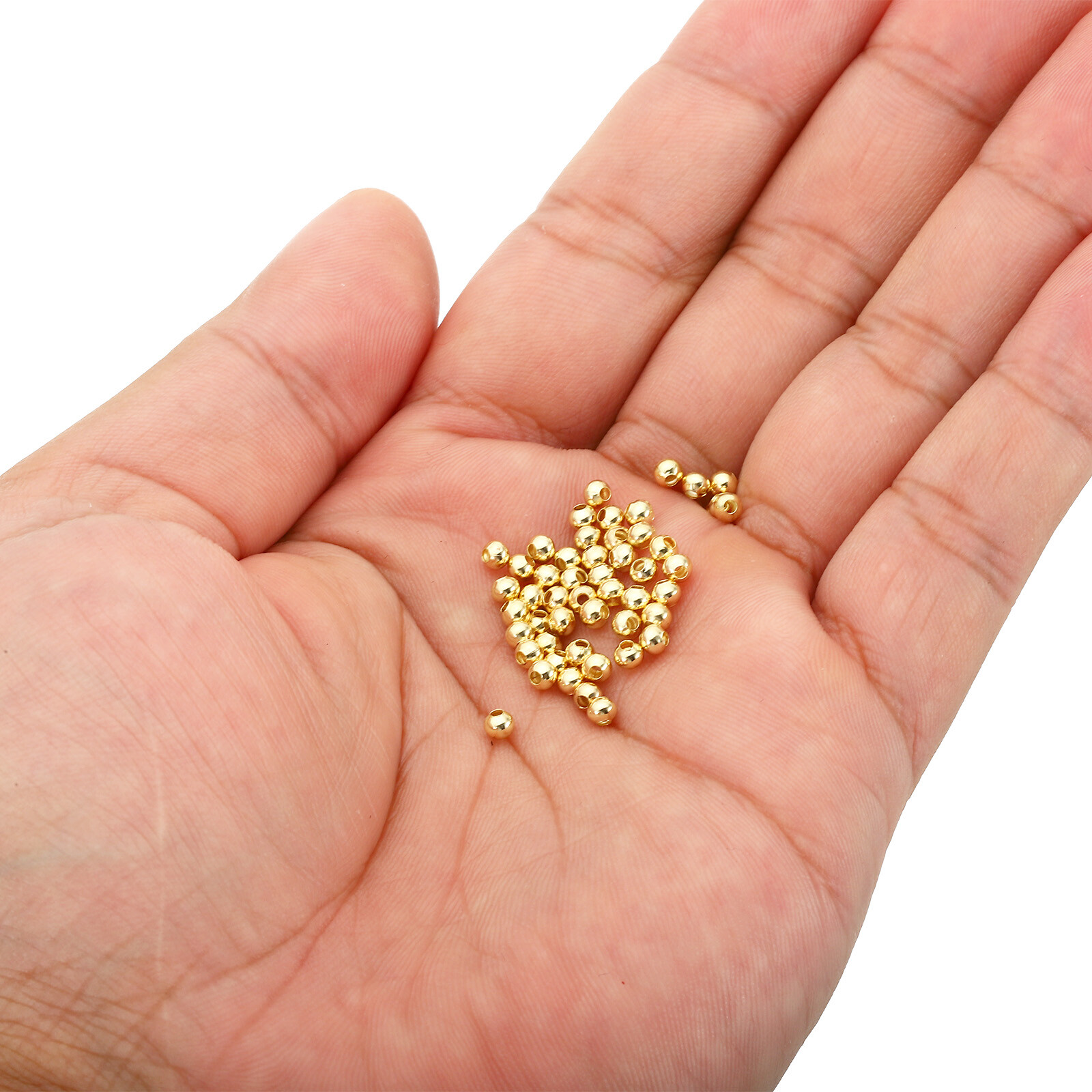 3mm 14K Gold Filled Spacer Beads for Jewelry Making, 100 Pack, Golden