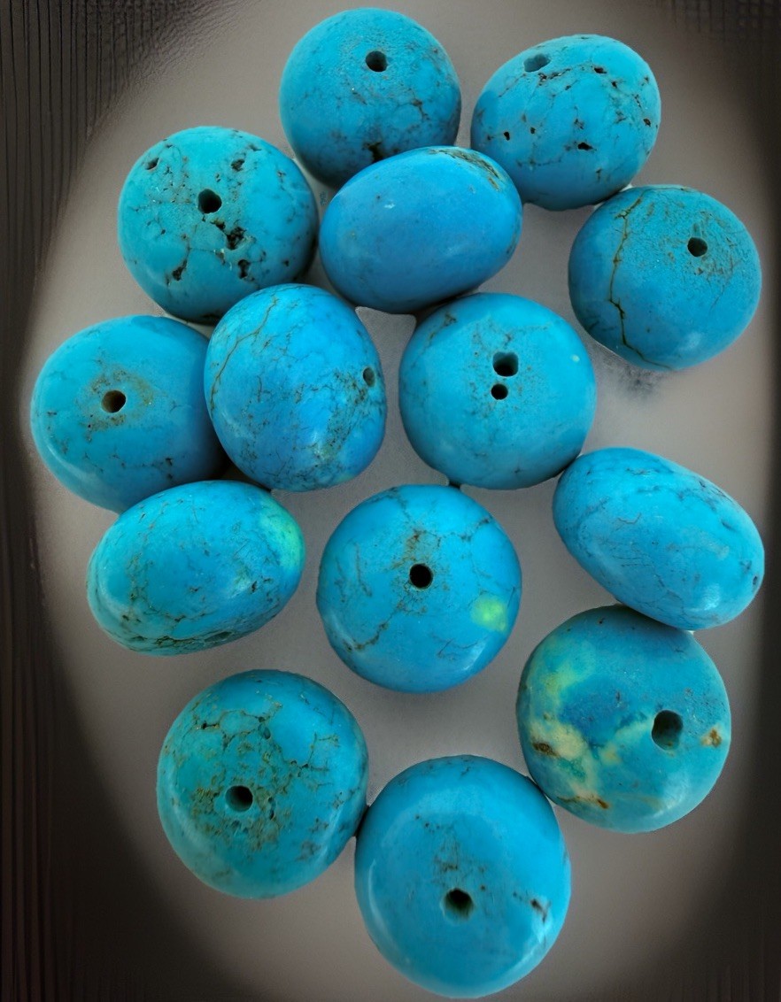 Turquoise Stone Beads Puffy Round 13x9mm Qty:14
