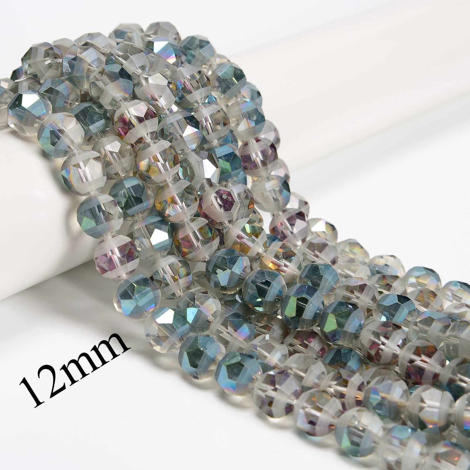 Multi-Color Crystal Glass Matte Faceted Round Beads 8mm 10mm 12mm 15.5″ Strand