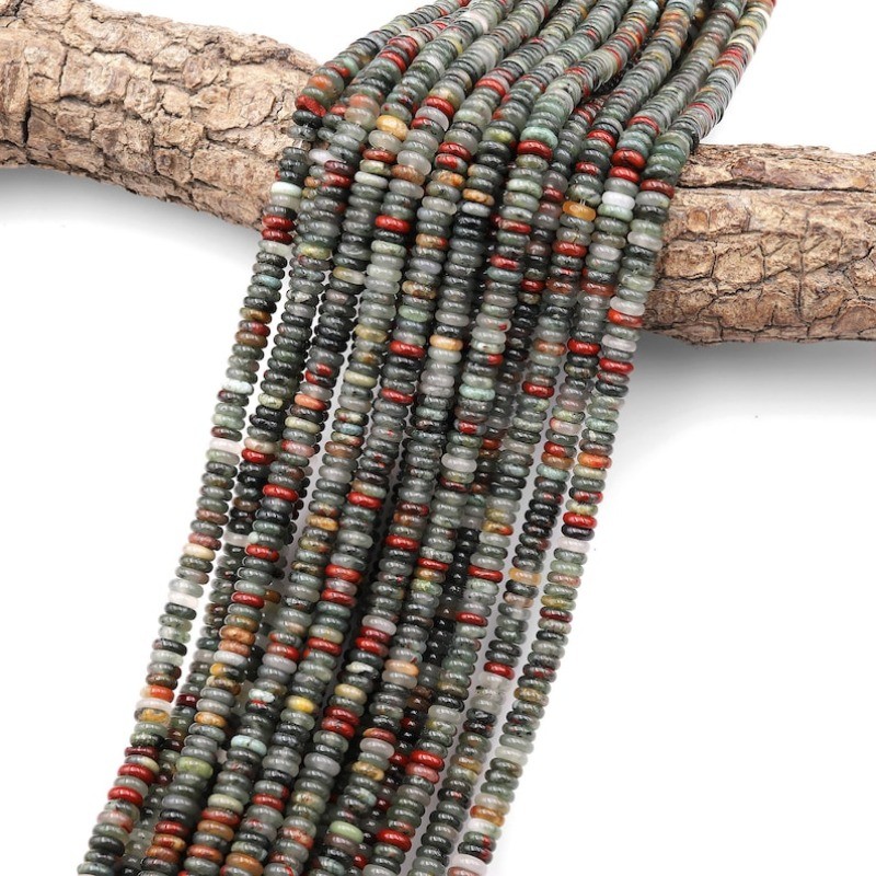 2x6mm Natural African Bloodstone Rondelle Heishi Spacer Beads for Jewelry Making