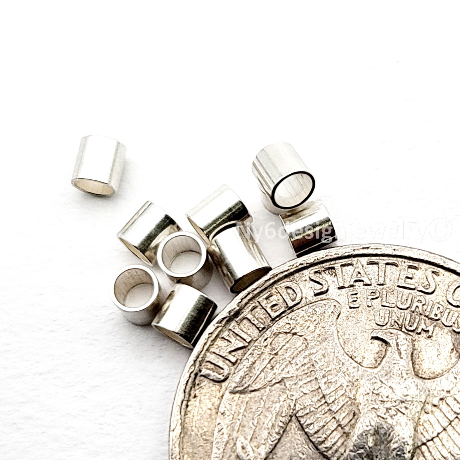 925 Real Sterling Silver Tube Crimp Beads –3x3mm 20pcs| Jewelry Findings