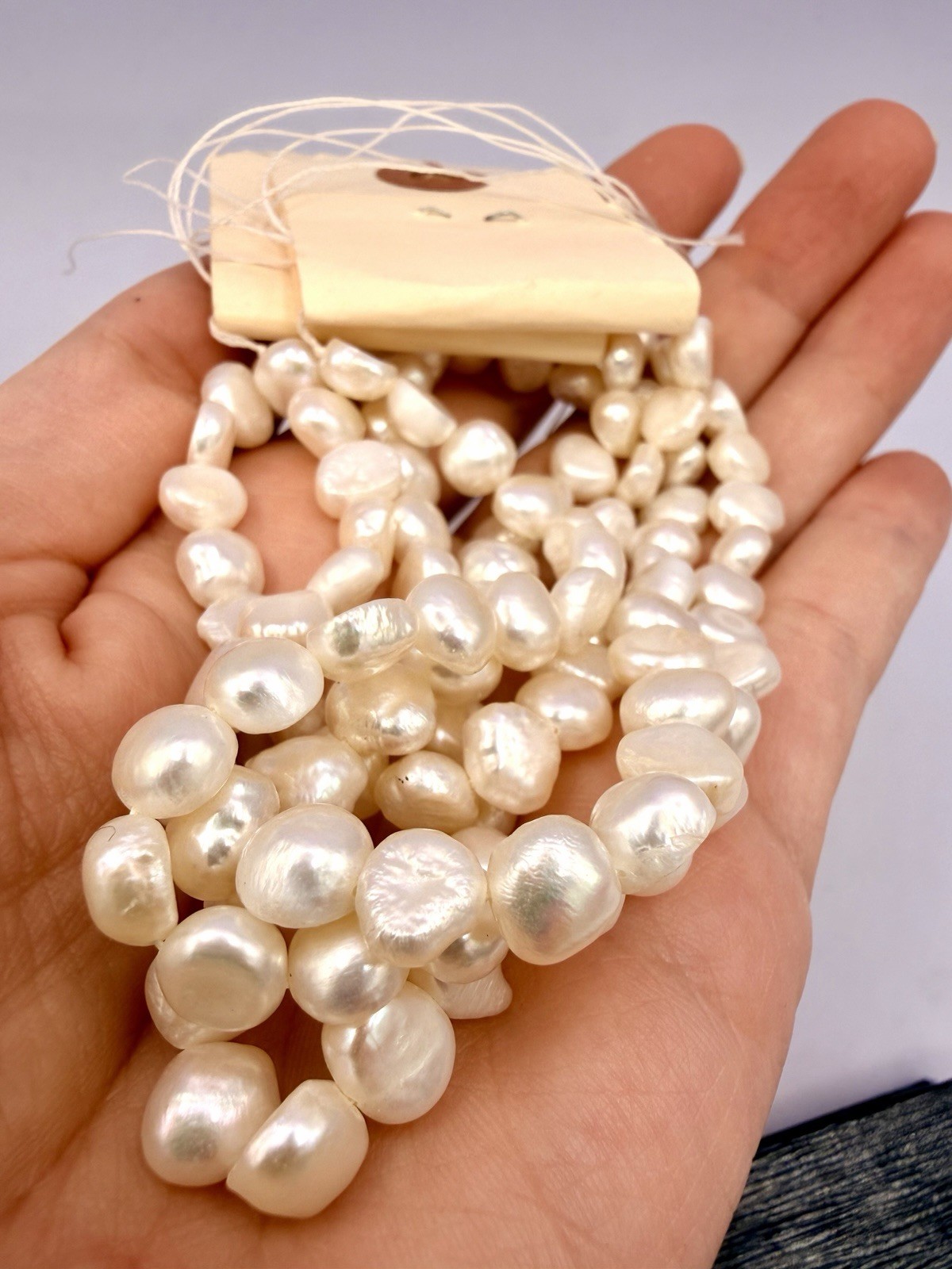 2 Strands White Baroque Pearls Appx 8mm Freshwater Nuggets 16” Jewelry Artisan