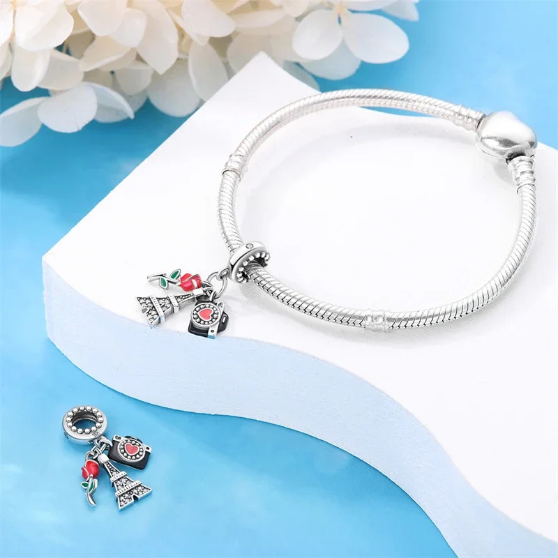 Tower Plane Travel Charms Pendant Beads for Bracelet Necklace Jewelry DIY