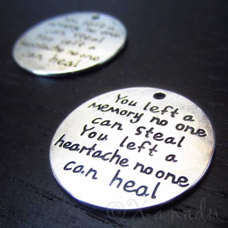 Memorial Charms – 23mm Antiqued Silver Plated Pendants C7712 – 2, 5 Or 10PCs