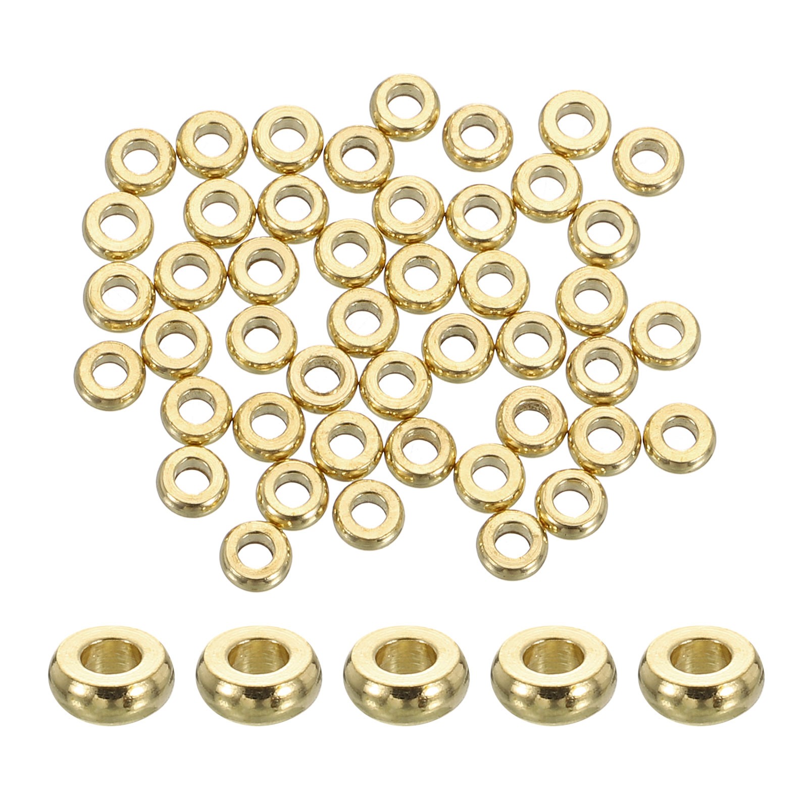 150 Pcs Brass Spacer Beads 3mm Flat Round Beads Metal Heishi Bead Gold