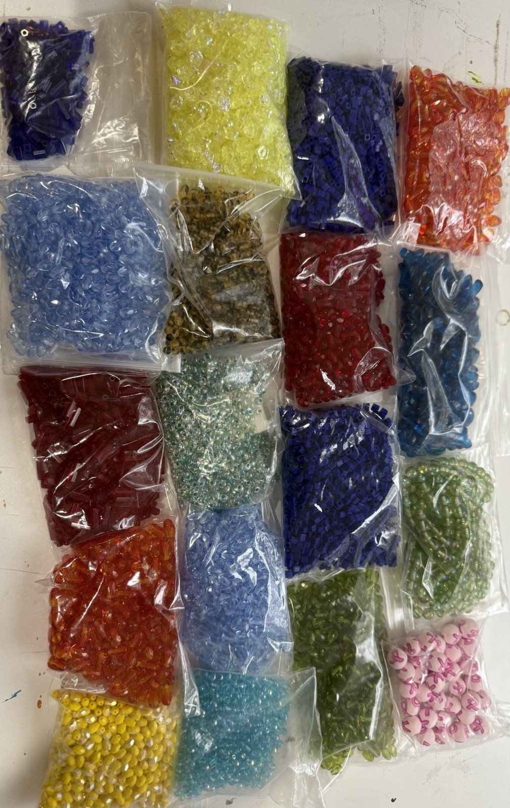Bulk Lot of 15 Lbs of Assorted Glass Beads Various Colors and Makes