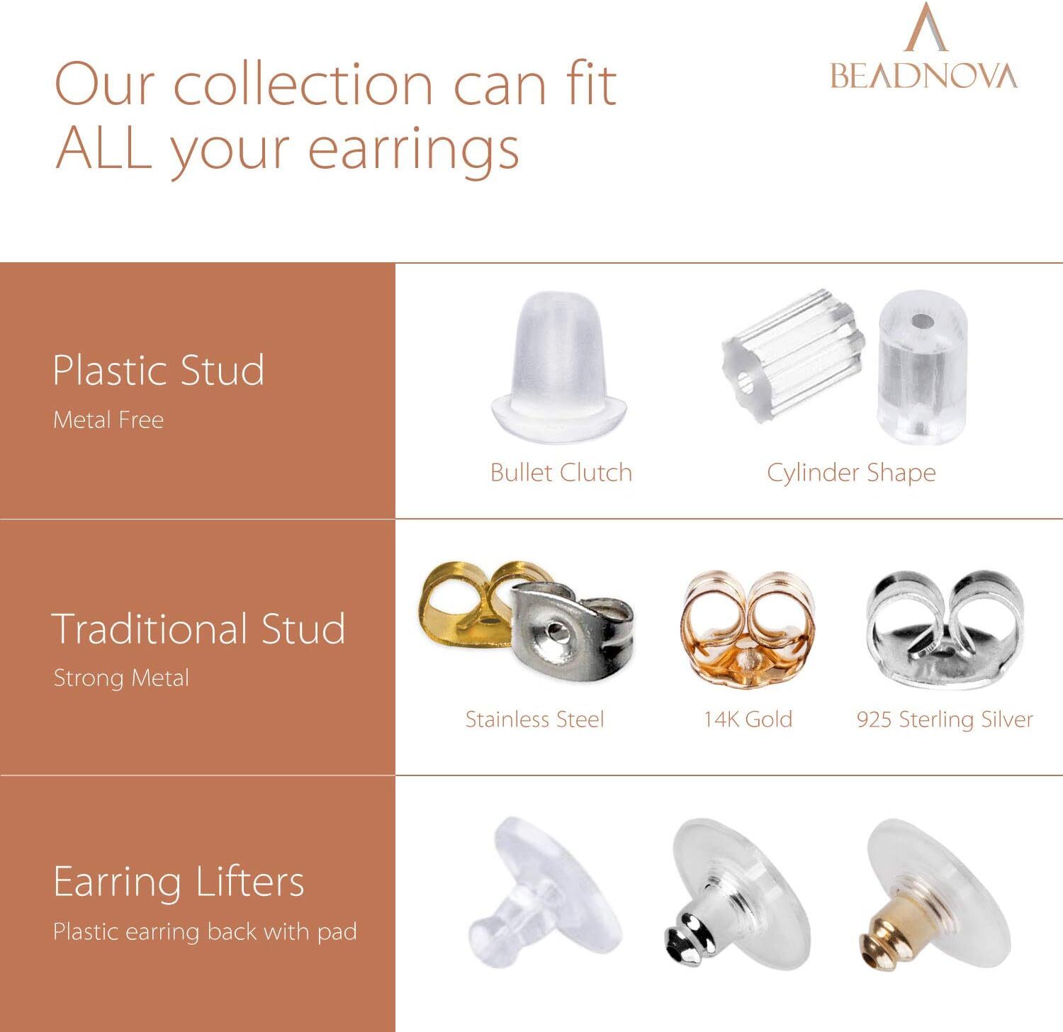Earring Backs for Studs Bullet Clutch with Pad Earring Backings Hypoallergeni…