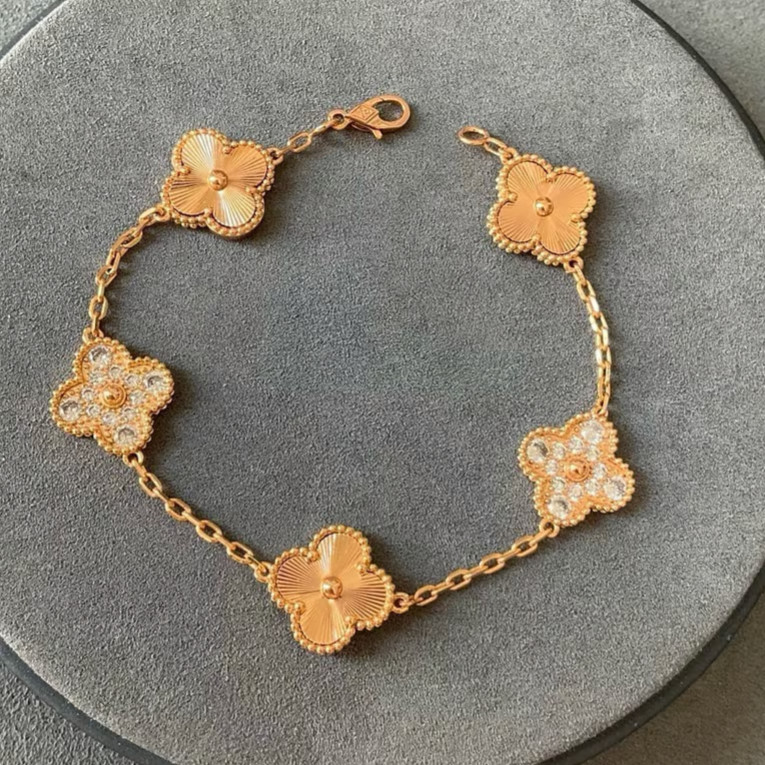 Flower cz bracelet 925 silver rose gold plated 15mm bracelet